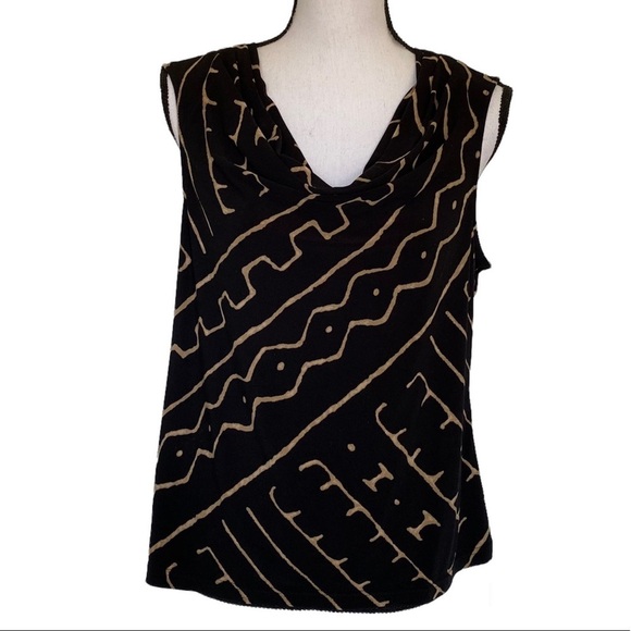Chaps Black Drape Cowl Neck Stretch Sleeveless Blouse Size XL - Picture 1 of 11